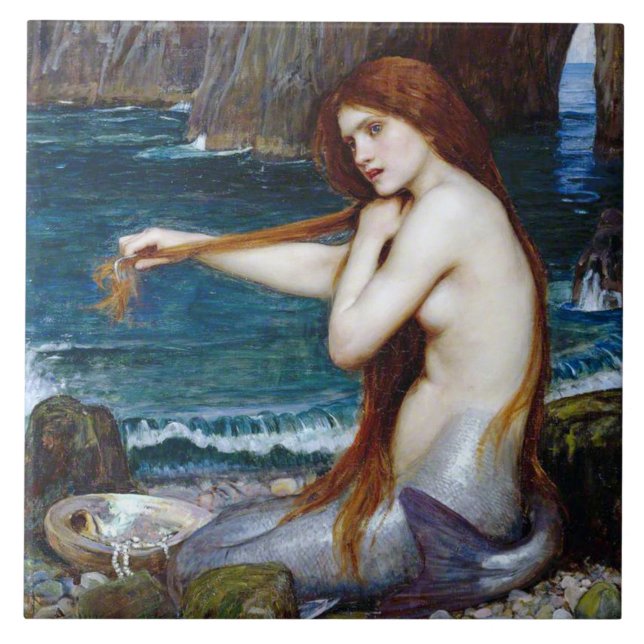 Mermaid, John William Waterhouse Fliese (Vorderseite)