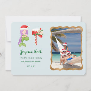 Mermaid Joyeux Noël Foto Grußkarte Einladung