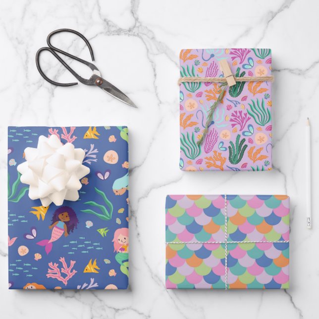 Mermaid Kelp Wrapping Paper Geschenkpapier Set (Vorderseite)
