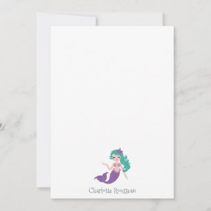 Mermaid Kid's Personalisiert Stationery Note Card Mitteilungskarte