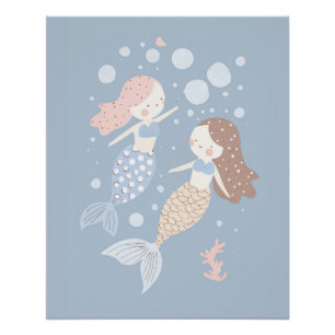 Mermaid Kinderzimmer Print for Kids Playroom Pasta Poster