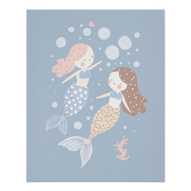 Mermaid Kinderzimmer Print for Kids Playroom Pasta Poster (Vorderseite)