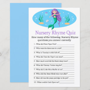 Mermaid Kinderzimmer Rhyme Quiz Kinderduschenspiel