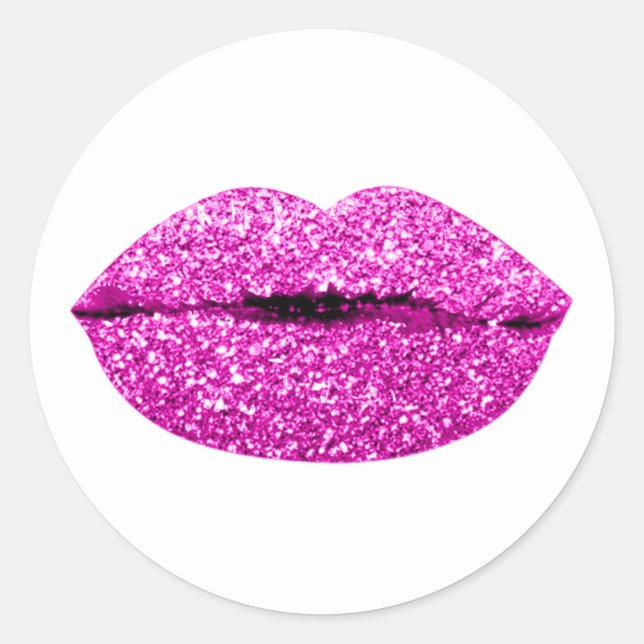 Mermaid Kiss Lips Makeup Artist Pink Magenta Runder Aufkleber (Vorderseite)