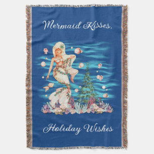 Mermaid Kisses, Holiday wünscht Fringed Throw Decke