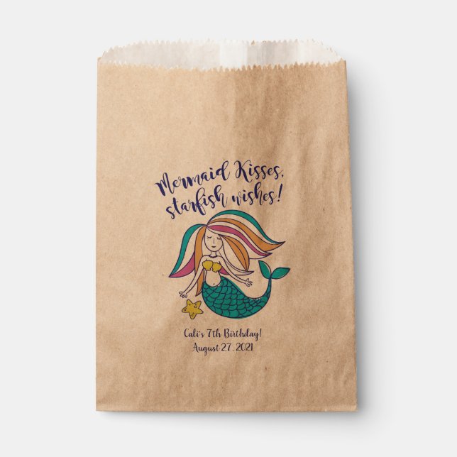 Mermaid Kisses Kraft Favor Bag Geschenktütchen (Vorderseite)