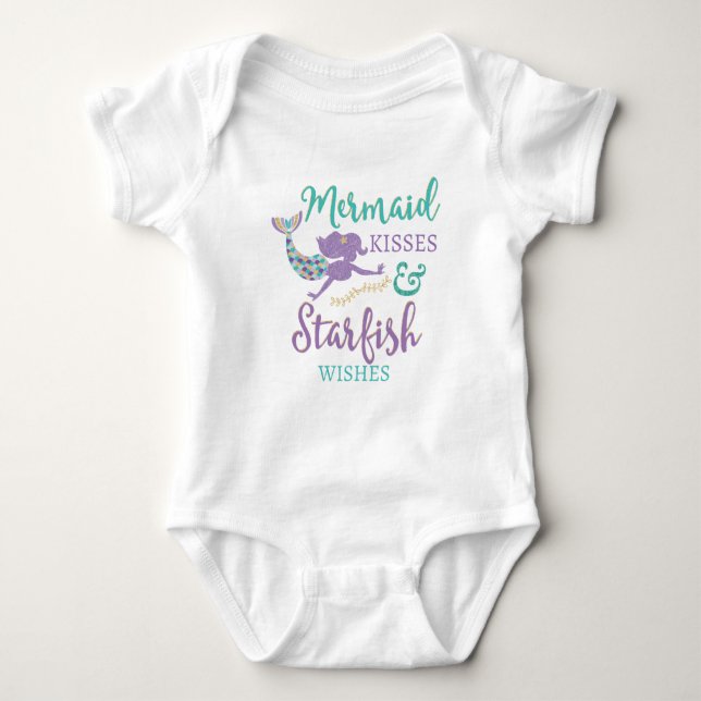 Mermaid Kisses & Starfish wünscht Baby TuTu Shirt (Vorderseite)