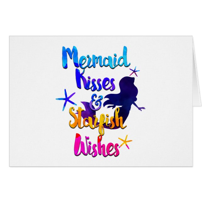 Mermaid Kisses & Starfish wünscht Wasserfarbenstra (Vorderseite (Horizontal))