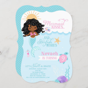 Mermaid Kisses Starfish wünscht zum Geburtstag Ein Einladung