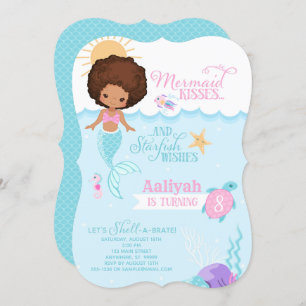 Mermaid Kisses Starfish wünscht zum Geburtstag Ein Einladung