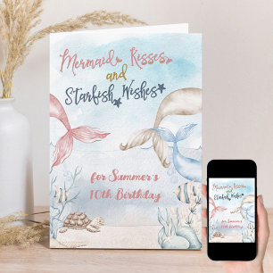 Mermaid Kisses Under Sea Personalisiert Geburtstag Karte