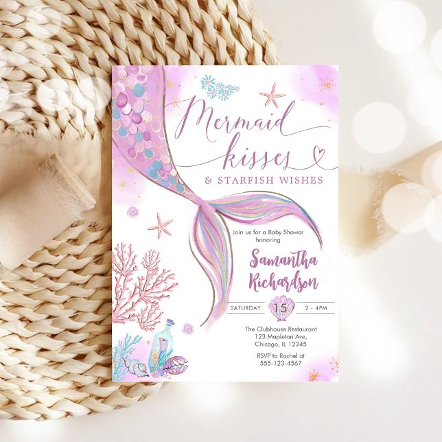 Mermaid Kisses Under the Sea Baby Shower Einladung (Von Creator hochgeladen)