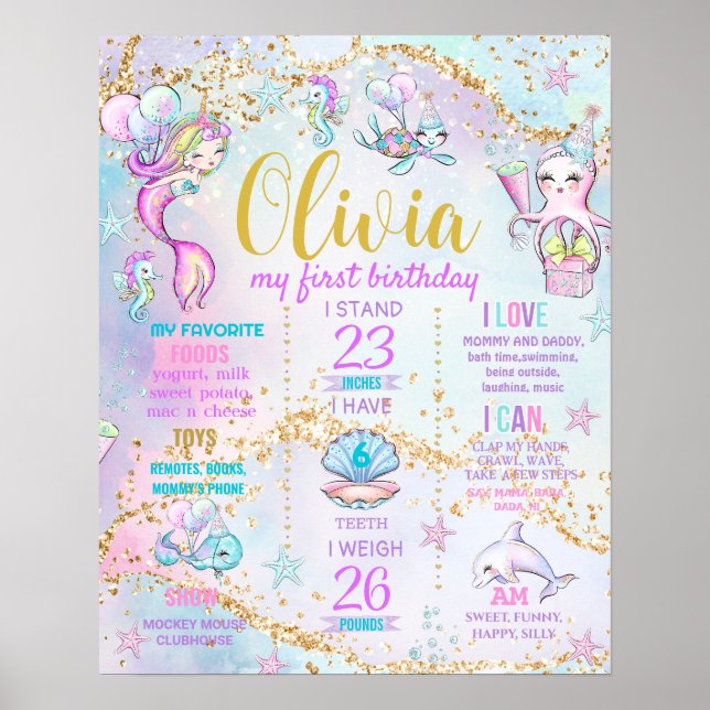 Mermaid Kisses Under the sea Birthday Party 1072 Poster (Vorne)