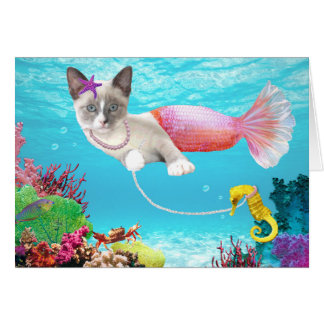 Mermaid Kitten Grußkarte