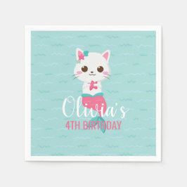 Mermaid Kitty Birthday Party Serviette