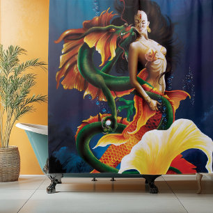 Mermaid Koi Dragon Fantasy Duschvorhang