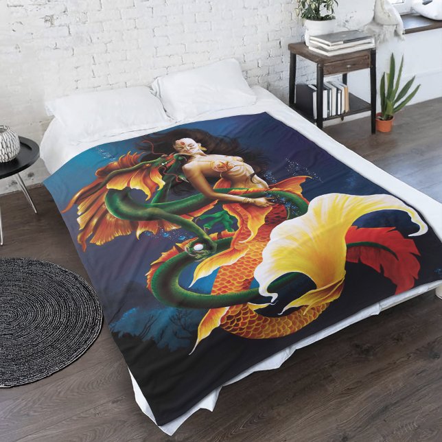 Mermaid Koi Dragon Fantasy Fleecedecke (Von Creator hochgeladen)