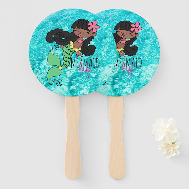 Mermaid Life B Hand Fan Fächer (Vorne und Hinten)