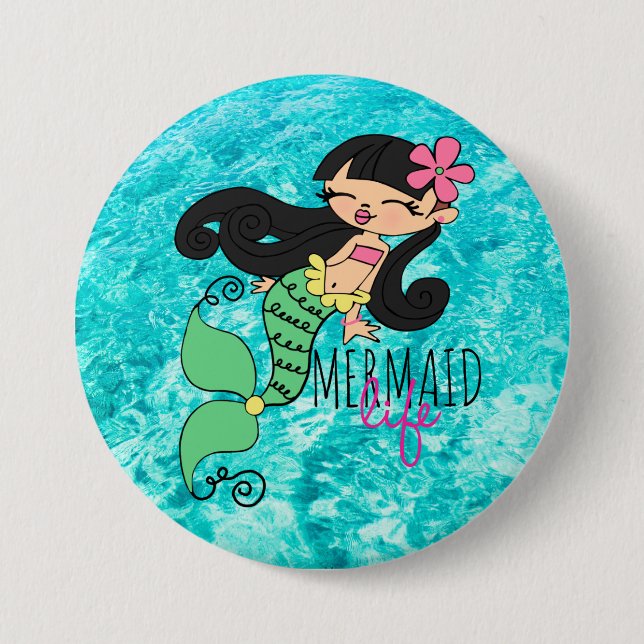 Mermaid Life BH 3 Inch Round Button (Vorderseite)
