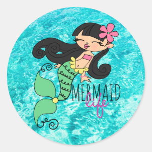 Mermaid Life BH Classic Rundumaufkleber Runder Aufkleber