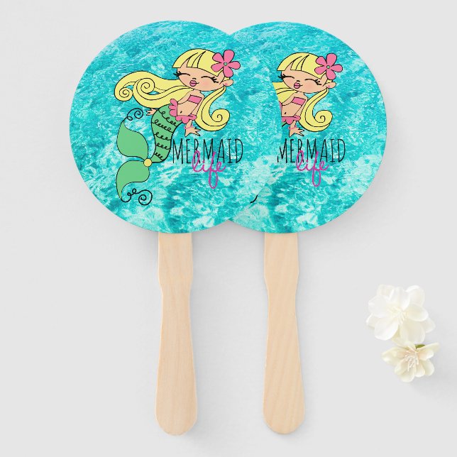 Mermaid Life BL Hand Fan Fächer (Vorne und Hinten)