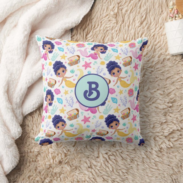 Mermaid Life Mit Monogramm Throw Kissen (Decke)