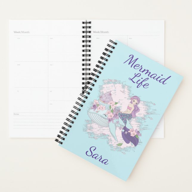 Mermaid Life Personalisiert Lila Typografie Planer (Anzeige)