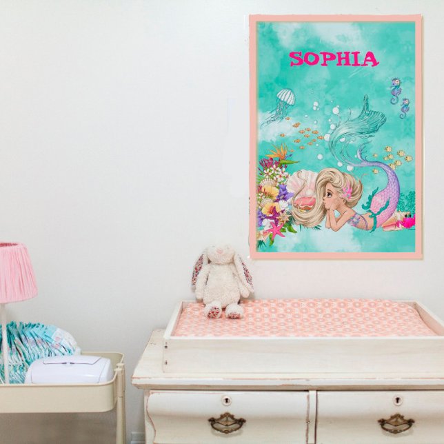 Mermaid Light Hair Pink Niedlich Starfish Poster (Von Creator hochgeladen)