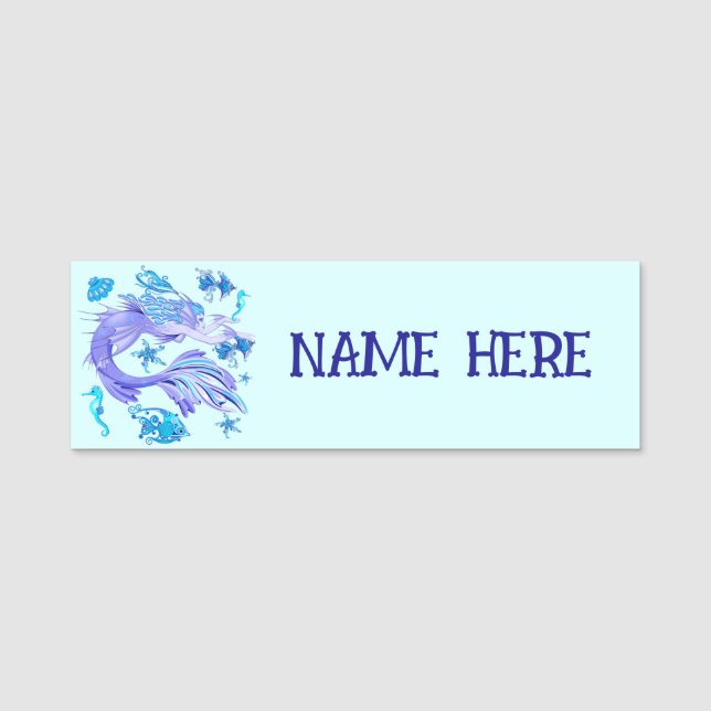 Mermaid Lila Fairy Creation Namensschild (Vorderseite)