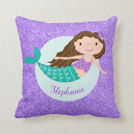 Mermaid Lila Glitzer Personalisiert Kissen