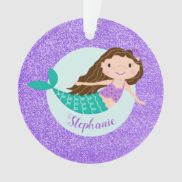 Mermaid Lila Glitzer Personalisiert Name Ornament
