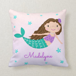 Mermaid Lila Glitzer Rainbow Name Kissen