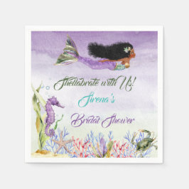 Mermaid Lila Green Gold Seepferd Crab Napkins Serviette