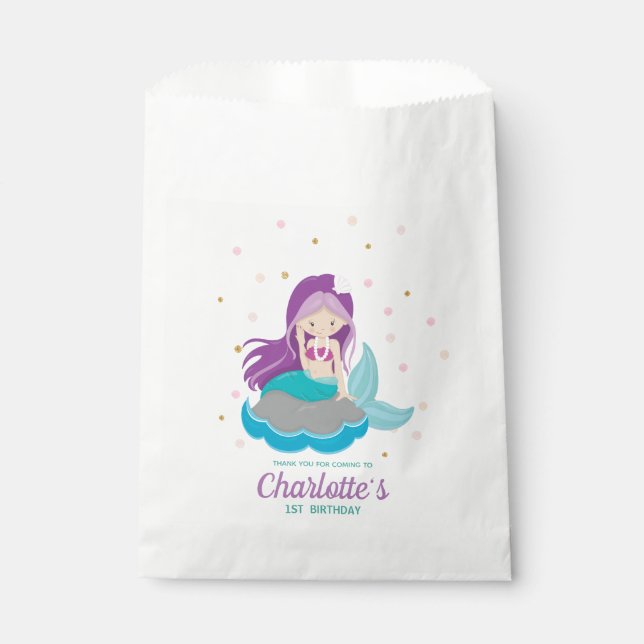 Mermaid Lila Hair Favors Lolly Geschenktütchen (Vorderseite)