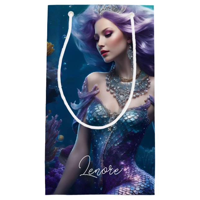 Mermaid Lila Hair Kleine Geschenktüte (Vorderseite)
