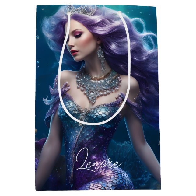 Mermaid Lila Hair Mittlere Geschenktüte (Vorderseite)