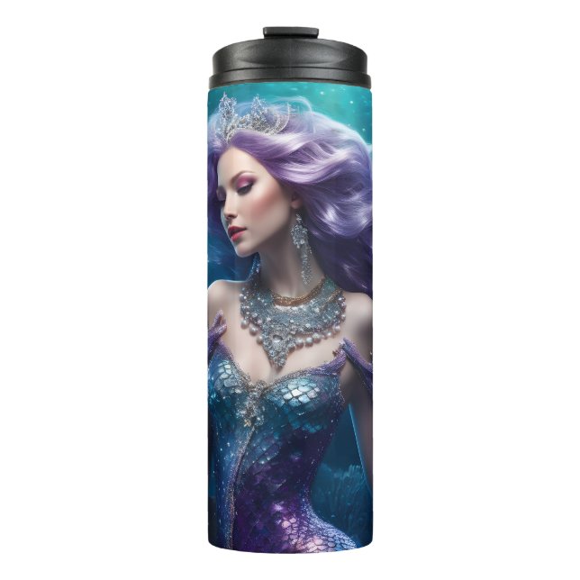 Mermaid Lila Hair Thermosbecher (Vorderseite)