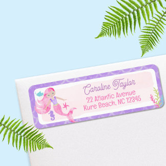 Mermaid Lila Pink Watercolor Babydusche