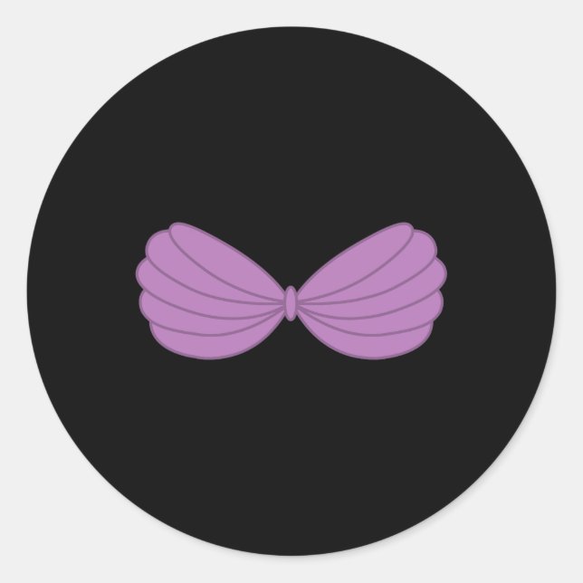 Mermaid Lila Seashell Bra Cartoon Graphic Runder Aufkleber (Vorderseite)