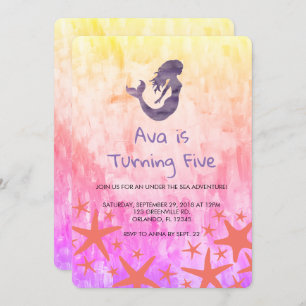 Mermaid Lila Starfish zum Geburtstag Einladung