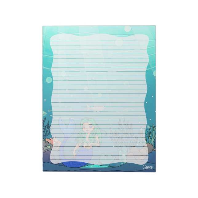 Mermaid Lined - 11" x 8,5" Notepad Notizblock (Rotiert)