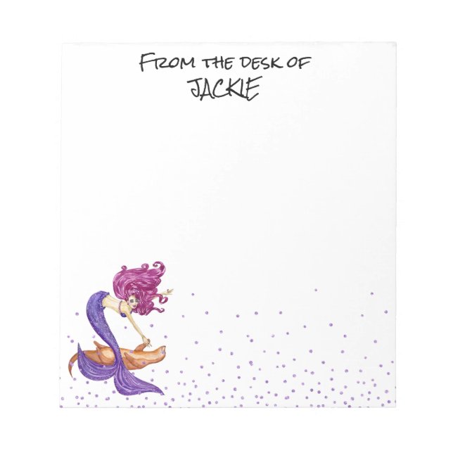 Mermaid Lover vom Schreibtisch des Personalisierte Notizblock (Vorderseite)