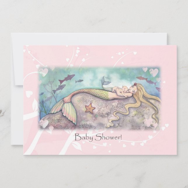 Mermaid Lullaby Baby Shower Einladungen (Vorderseite)