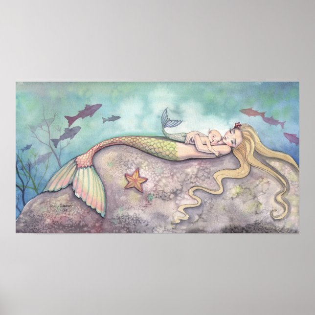 Mermaid Lullaby Mutter und Baby Poster (Vorne)