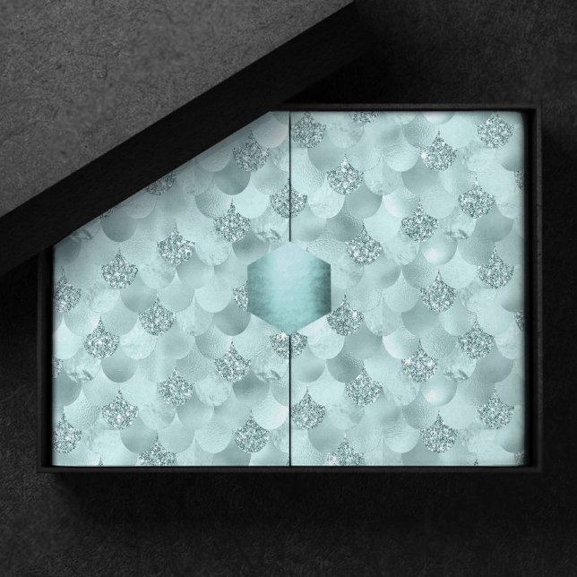 Mermaid Luxe Scale | Sea Mint Green Aqua Sheen Seidenpapier (Von Creator hochgeladen)