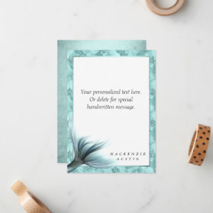 Mermaid Luxe Schwanz   Meeresfrüchte Grünes Aqua C Mitteilungskarte