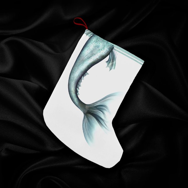 Mermaid Luxe Schwanz | Sea Mint Green Aqua Sheen Kleiner Weihnachtsstrumpf (Von Creator hochgeladen)