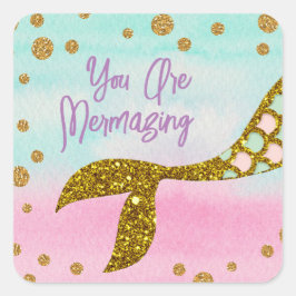 Mermaid Magic Quadratischer Aufkleber