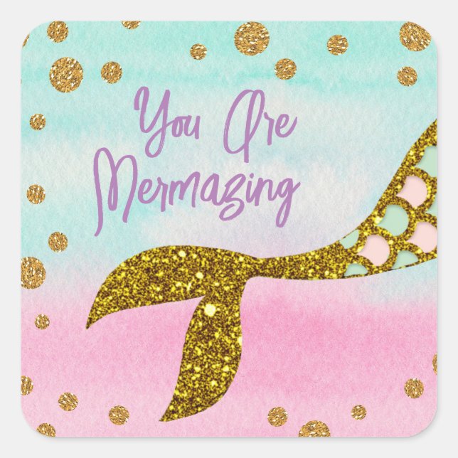 Mermaid Magic Quadratischer Aufkleber (Vorderseite)
