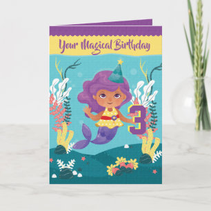 Mermaid Magical 3. Geburtstagskarte für Mädchen Karte